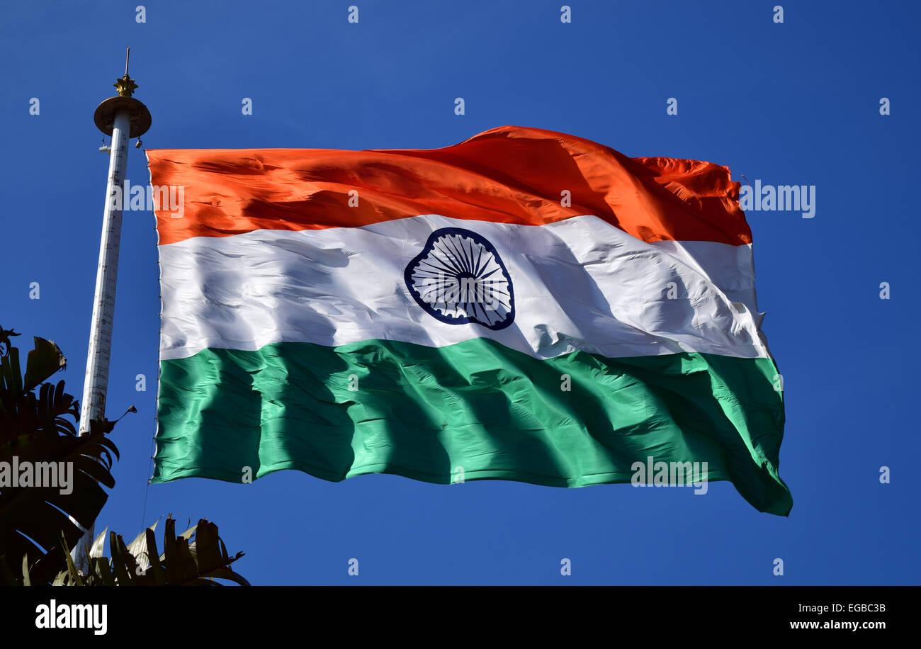 Indische Flagge Tringa Flying High am Independence Day India höchste Nationalflagge in Indien Stockfoto
