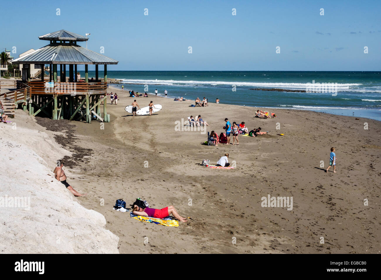 Stuart Florida, Hutchinson Barrier Island, Badewanne Reef Beach, Sonnenanbeter, Atlantischer Ozean Wasser, Besucher reisen Reise Tour Tourismus Wahrzeichen la Stockfoto