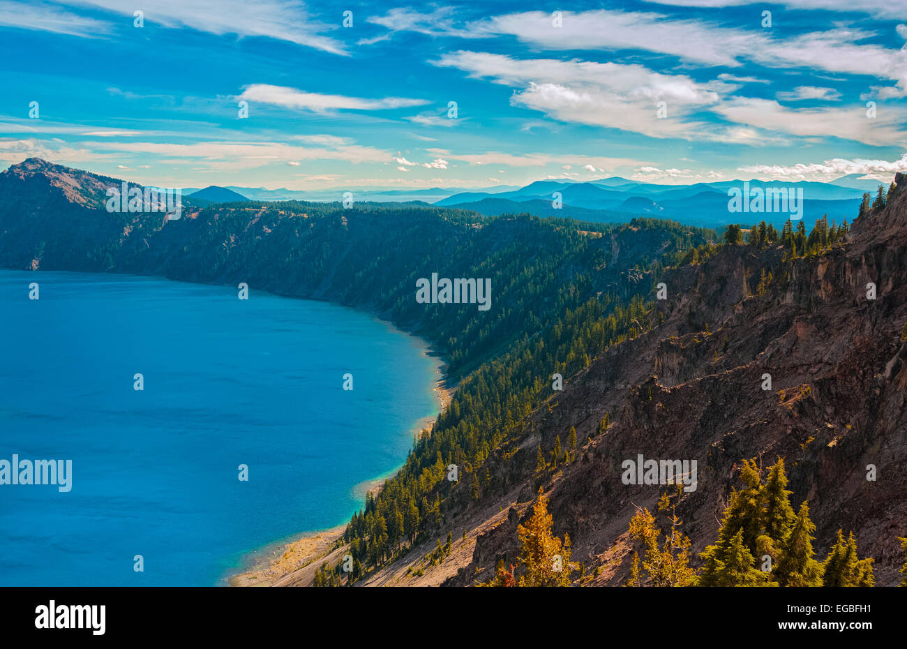 Bunte Details der Crater Lake, Oregon, USA Stockfoto