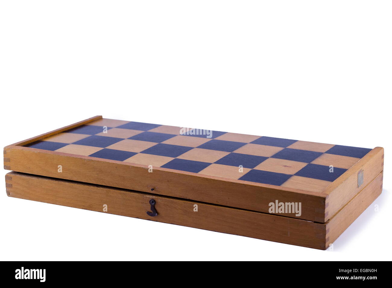 Vintage Schachbrett isoliert auf weißem Hintergrund Stockfoto
