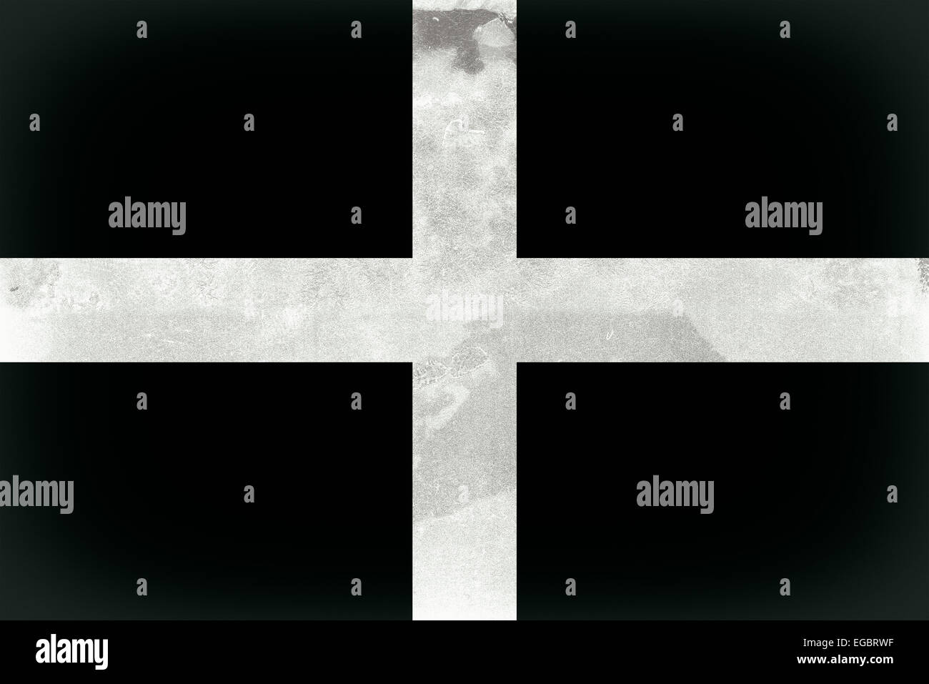Vintage, Grunge-Effekt Cornwall Flagge auch bekannt als St. Piran Flagge Stockfoto