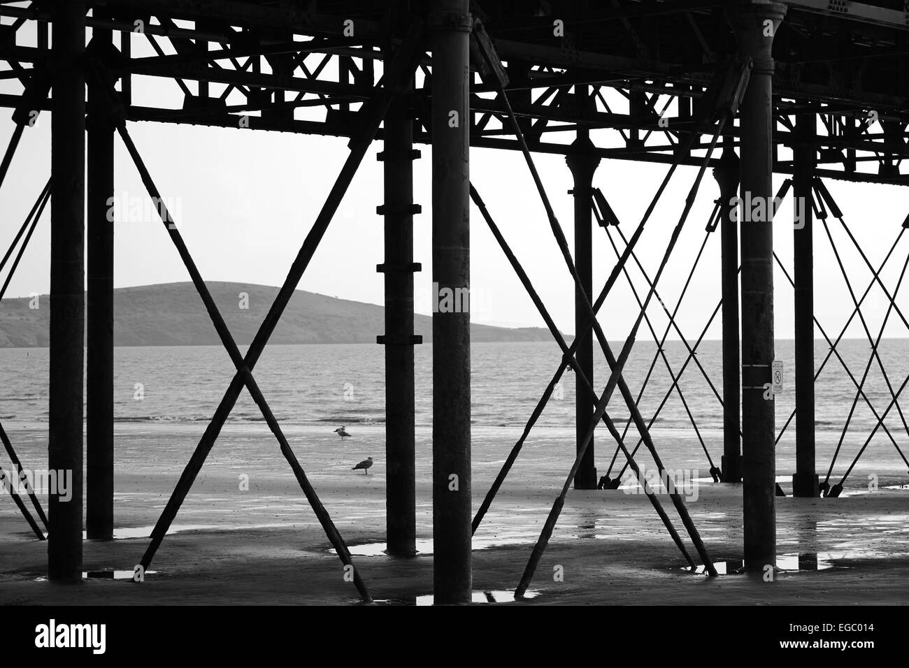 Abschnitt von der Pier am Weston-Super-Mare. Stockfoto