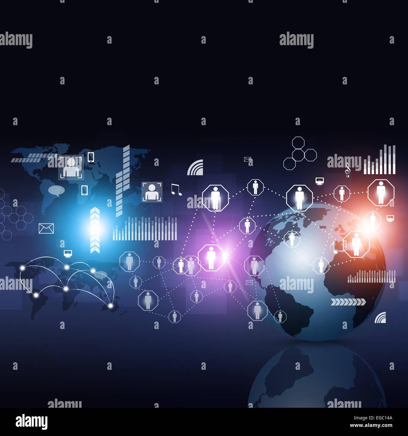 abstrakte Welt Netzwerk Business Anschluss blauer Hintergrund Stockfoto