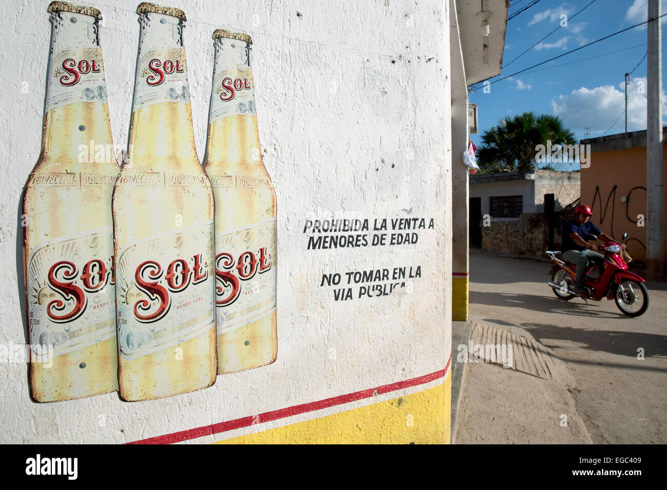 Bier Werbung, Yucatan, Mexiko Stockfoto