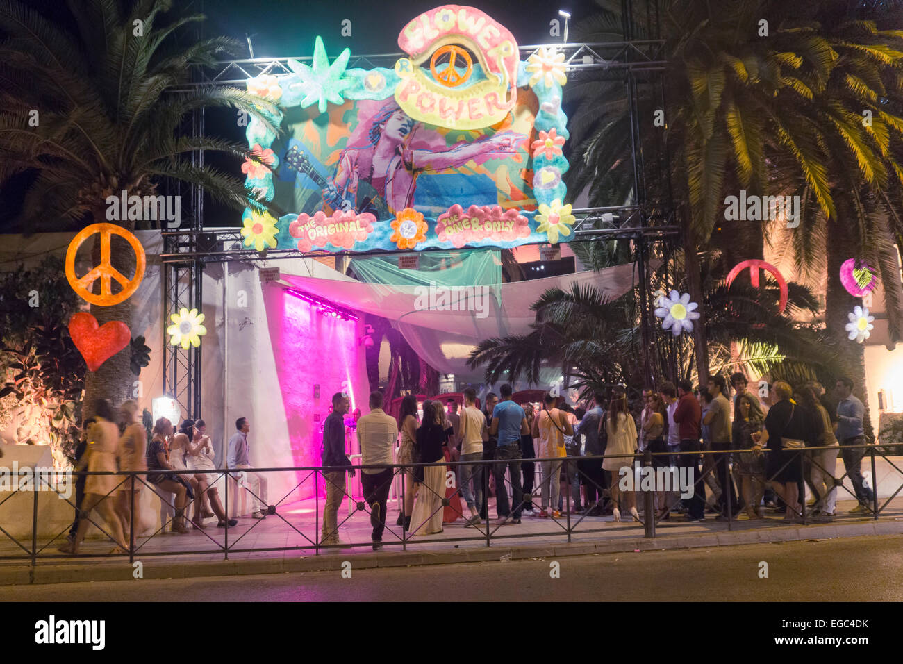 Flower Power Party, Club Pacha, Ibiza-Stadt, Spanien Stockfoto