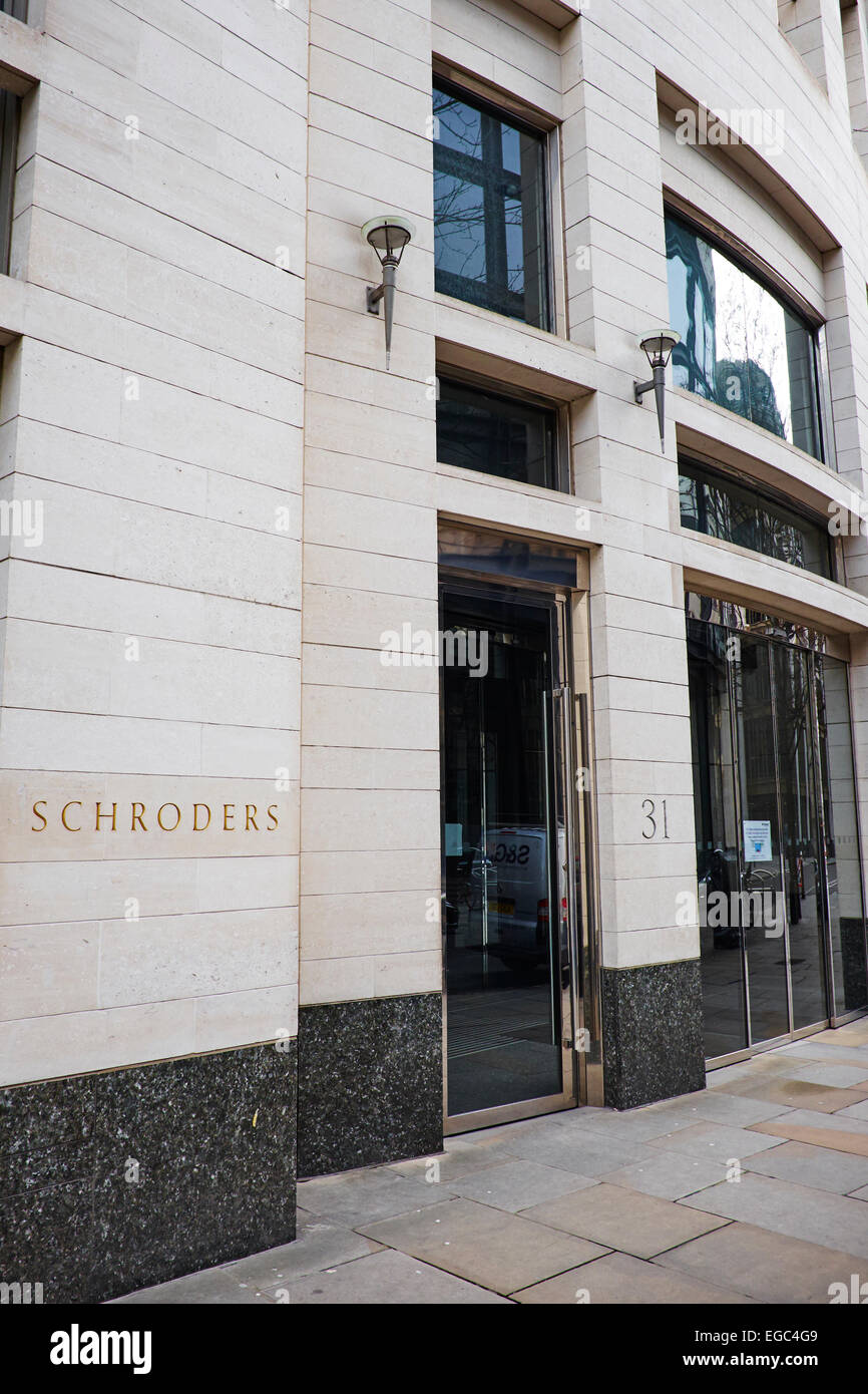 Eingang zum Schroders Gresham Street City Of London UK Stockfoto