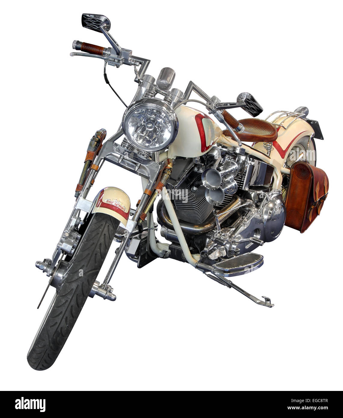 Legendäre Motorrad Harley Davidson isoliert auf weißem Hintergrund mit Beschneidungspfad. Stockfoto
