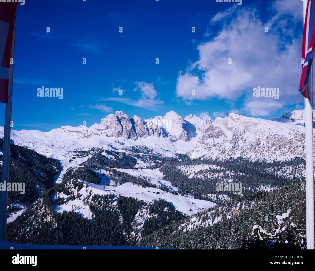 Die Odle Geislerspitzen einschließlich der Pitla Fermeda und die Gran Fermeda Selva Val Gardena Dolomiten Italien Stockfoto