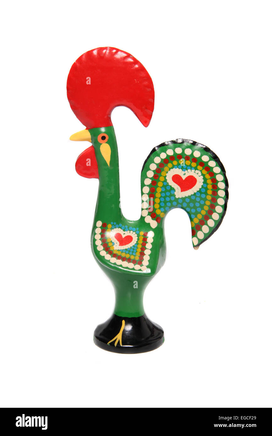 Bunte grüne und rote Hahn, ein Symbol in Portugal Stockfoto