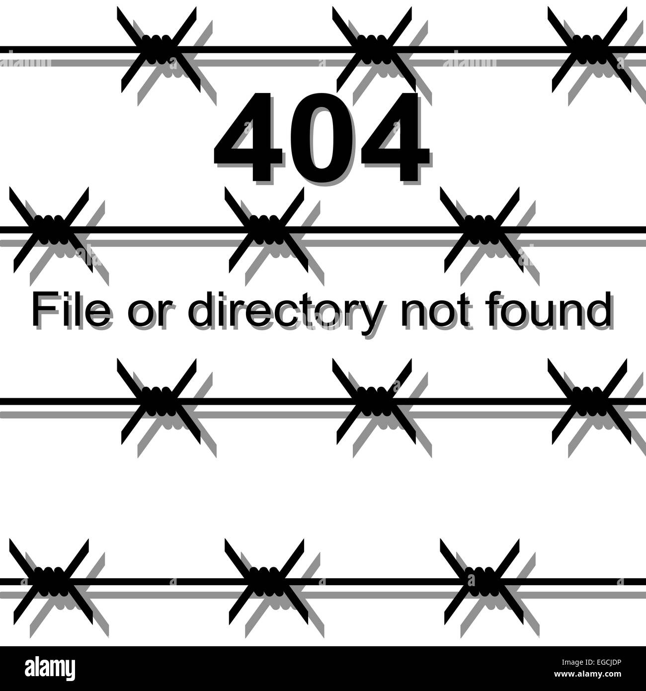 Stacheldraht, der Ausschluss zone eine Nachricht über die Seite nicht gefunden E Stockfoto