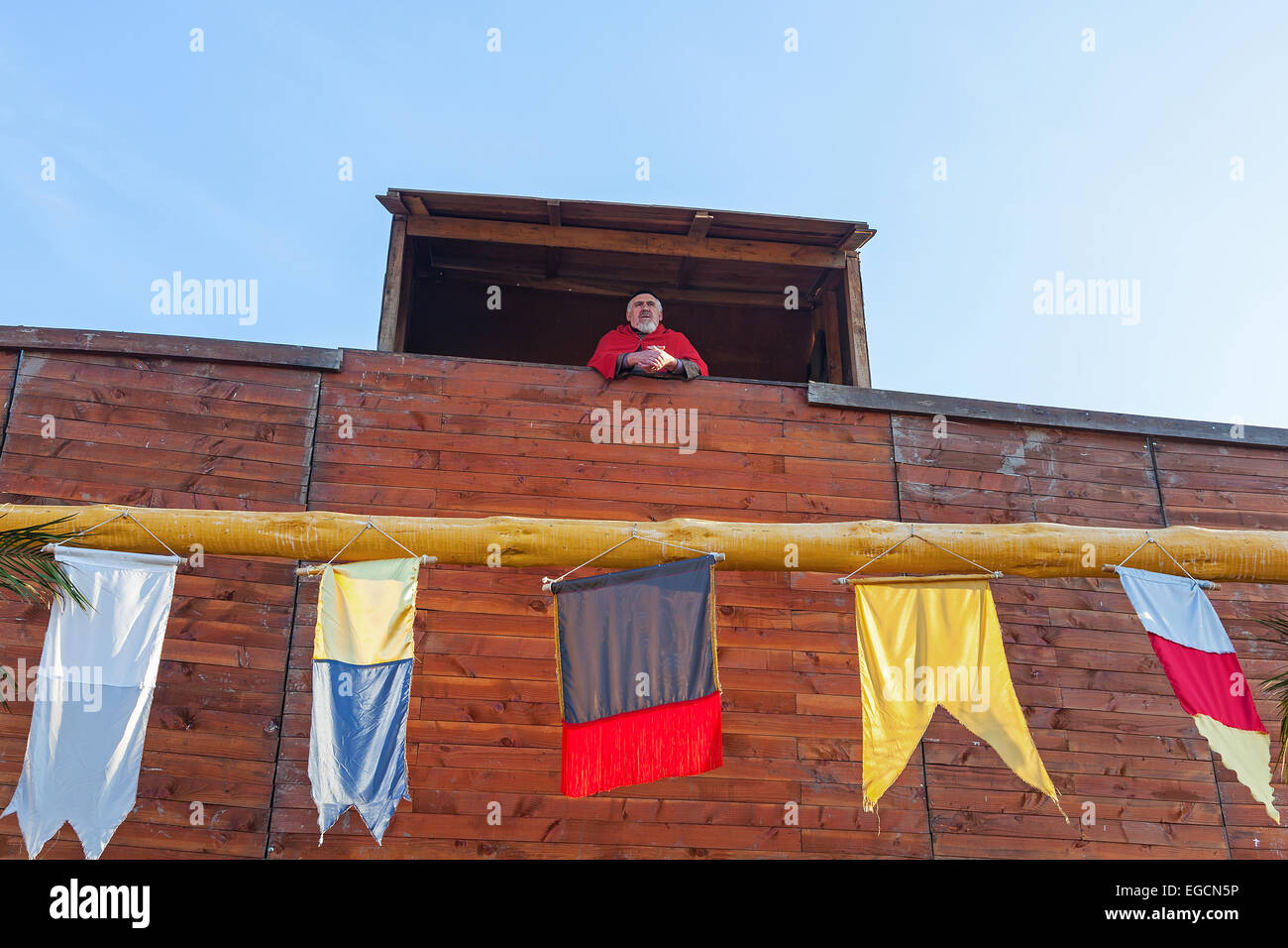 Priscos, Portugal. Größte lebende Krippe in Europa. Befestigten Mauern Eingang in der römischen Militärlager Reenactment. Siehe Weitere Informationen Stockfoto