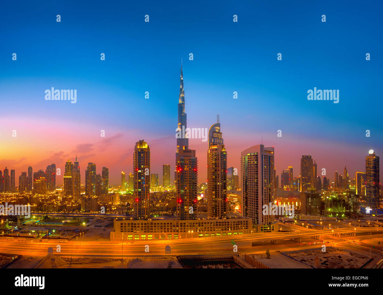 Skyline von Dubai Stockfoto