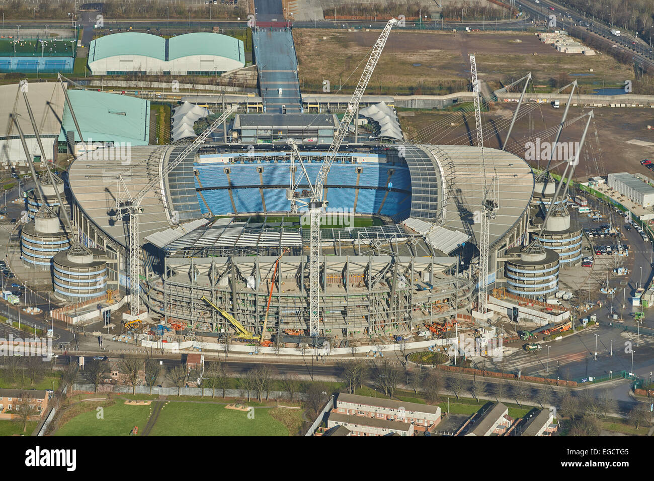 Luftaufnahme von Etihad Stadium, Manchester City Football Club Stockfoto