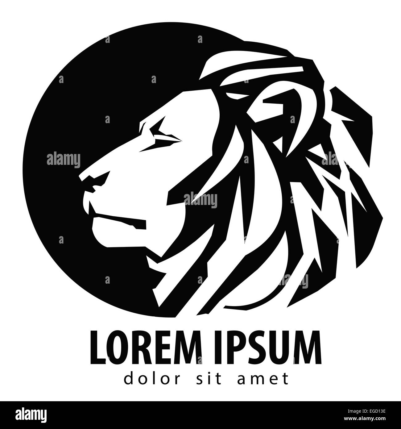 Löwen-Logo-Design-Vorlage. Symbol für Wildtiere oder Zoo. Stockfoto
