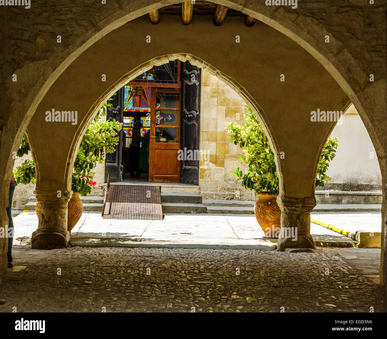 Timios Stavros Monastery in schönen Omodos Village in Zypern Stockfoto