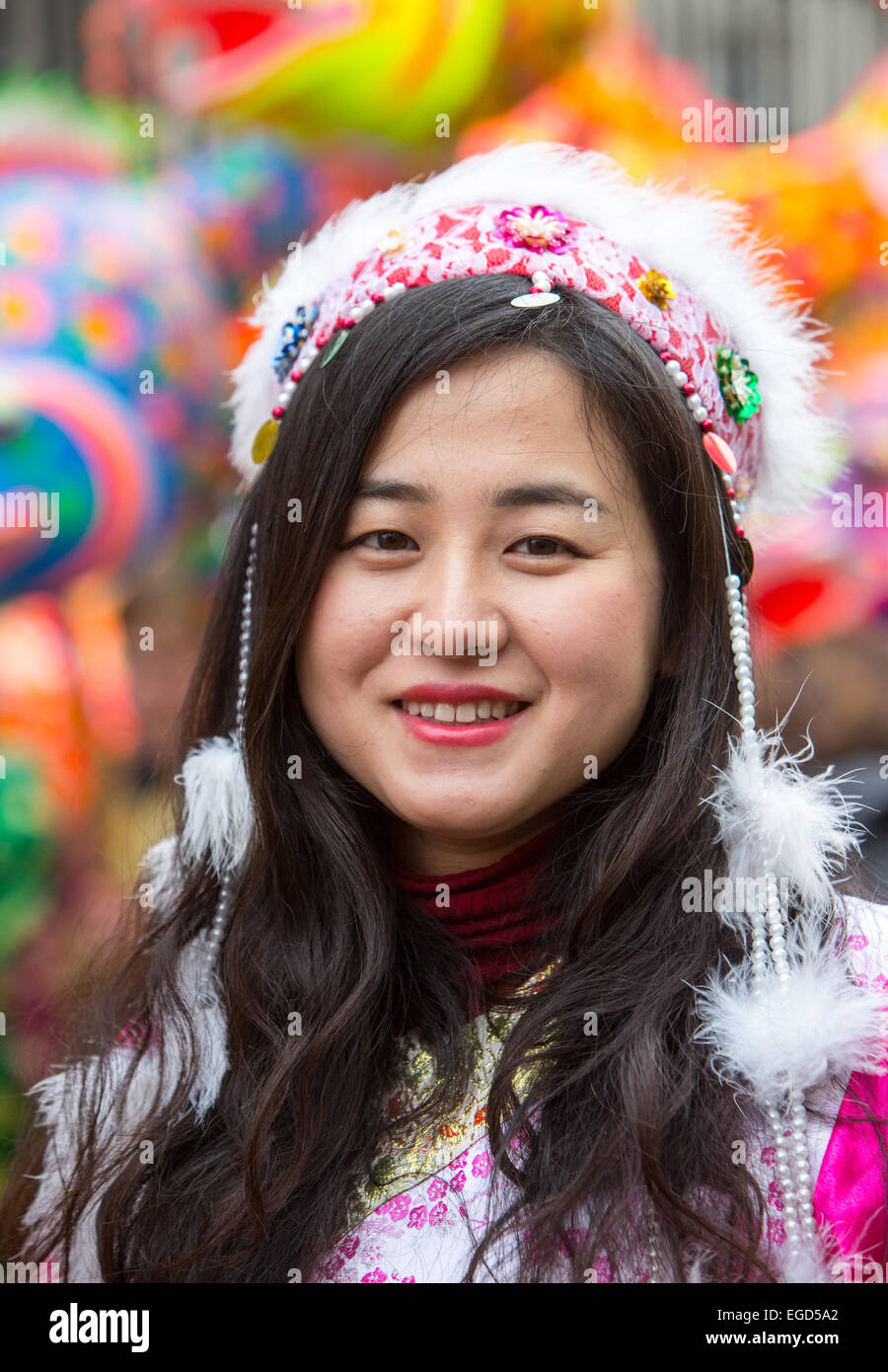 Feiern für Chinese New Year in London anlässlich des Jahres der Ziege oder Schaf 2015 Stockfoto