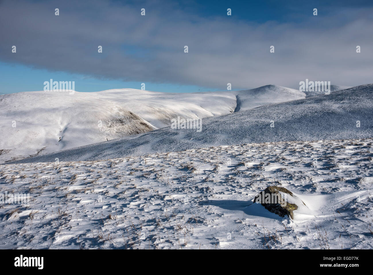 Uldale gemeinsamen im Winter Blick nach Osten in Richtung große Sca fiel Stockfoto