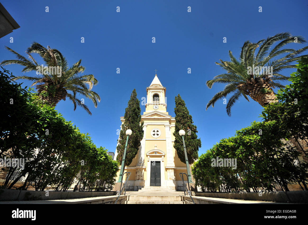 Kirche in Novalja, Insel Pag, Dalmatien, Adria, Kroatien Stockfoto