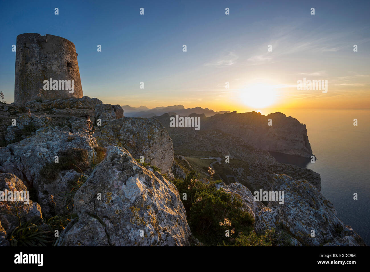 Alten Wachturm, Cap Formentor, in der Nähe von Pollenca, Mallorca, Spanien Stockfoto