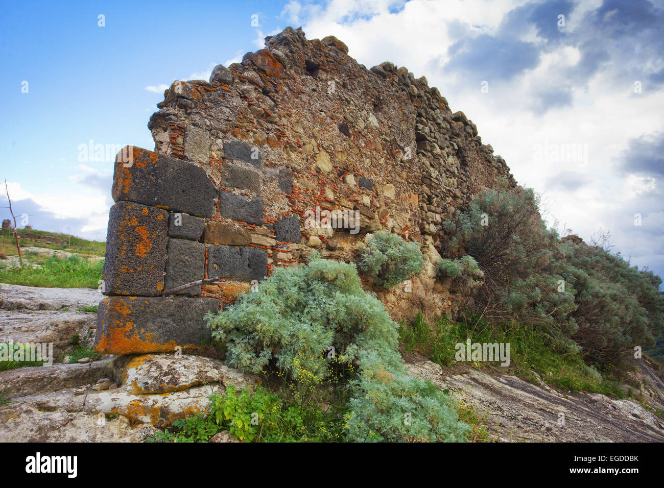 Ruinen des byzantinischen Klosters St. Retter der Placa, S. Salvatore della Placa in Sizilien, Francavilla Stockfoto