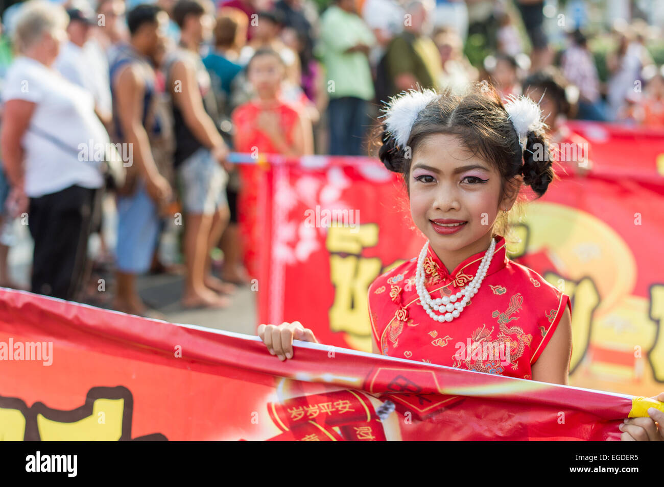 Thais feiern Chinese New Year in Hua Hin. Stockfoto