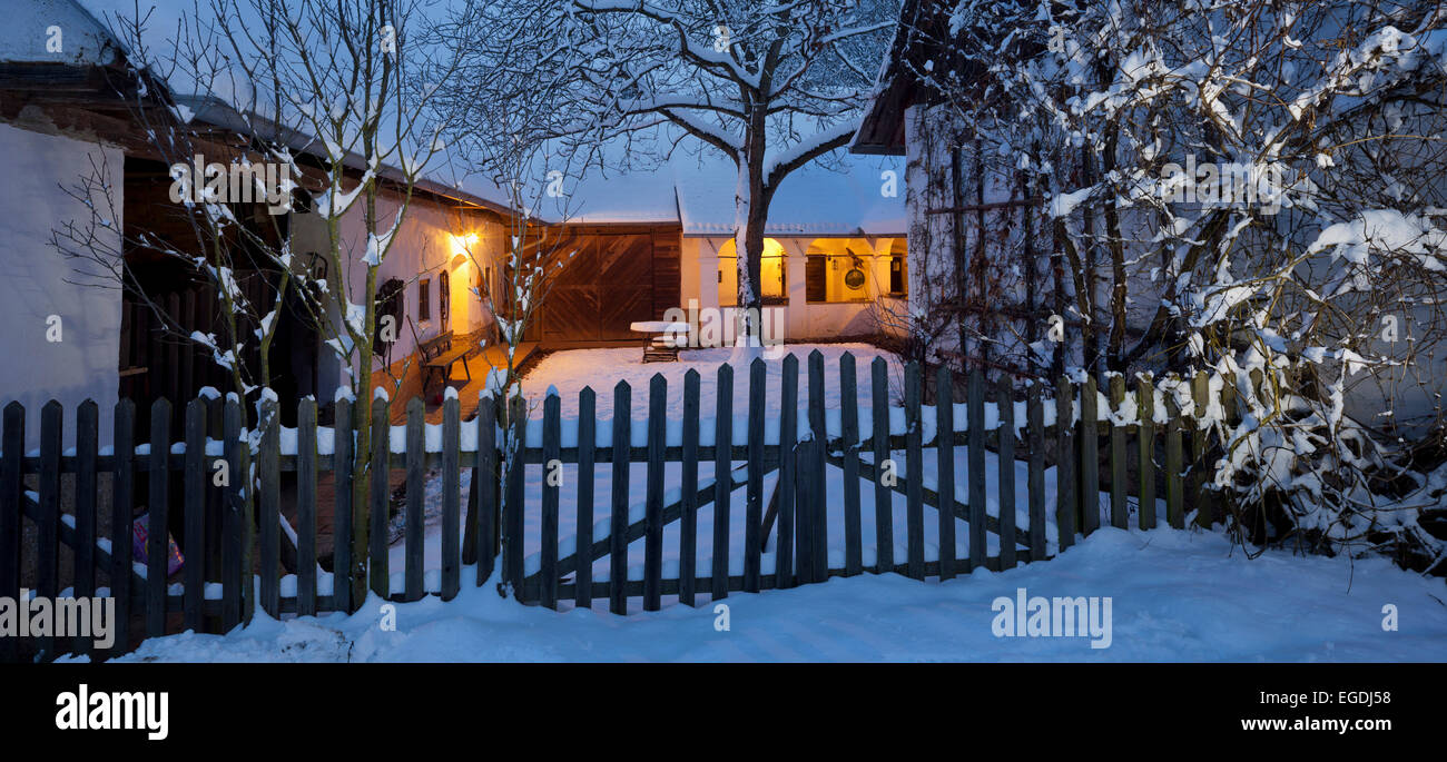 Bauernhaus in Winterlandschaft, Doiber, Südburgenland, Burgenland, Österreich Stockfoto