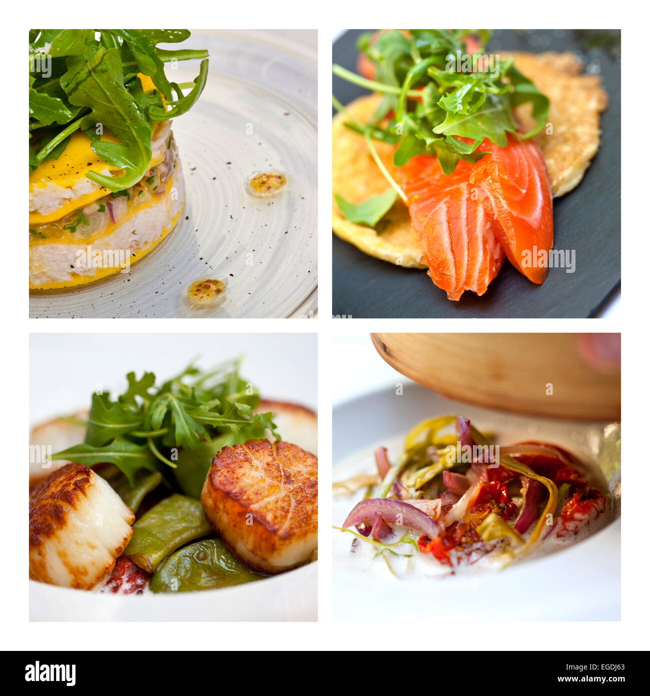 Sea-Food-Gerichte auf einer collage Stockfoto