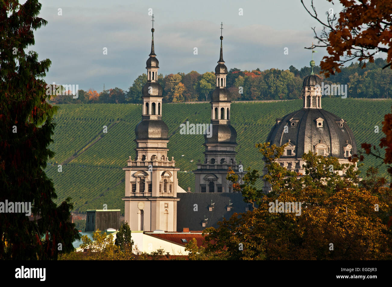 Ansicht nach Haug Kirche, Würzburger Residenz, Würzburg, Franken, Bayern, Deutschland Stockfoto