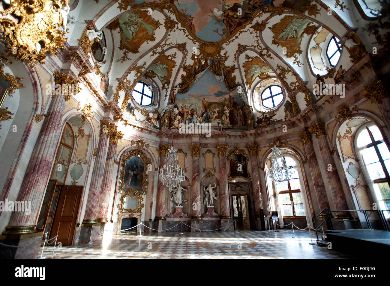 Der kaiserlichen Hall, Wuerzburger Residenz, Würzburg, Franken, Bayern, Deutschland Stockfoto