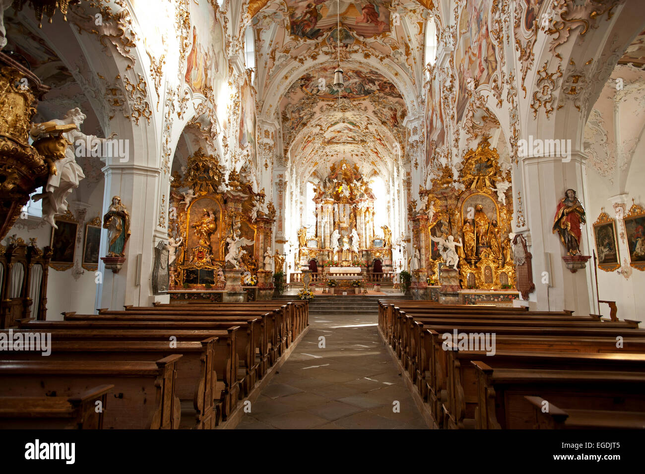 Innenraum des Klosters Rottenbuch, Weilheim-Schongau, Upper Bavaria, Bavaria, Germany Stockfoto