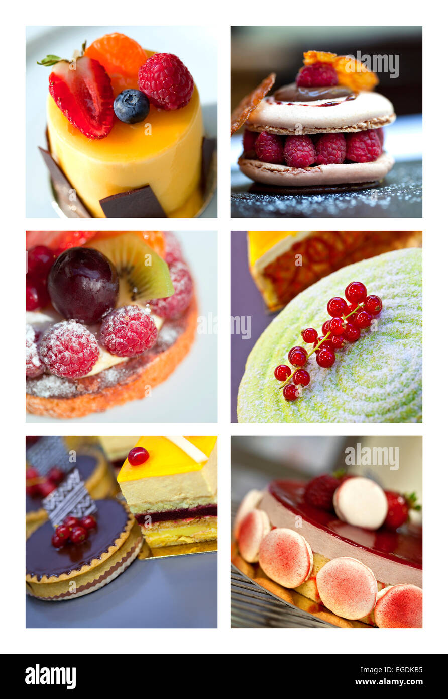 Kuchen und Gebäck auf einer collage Stockfoto