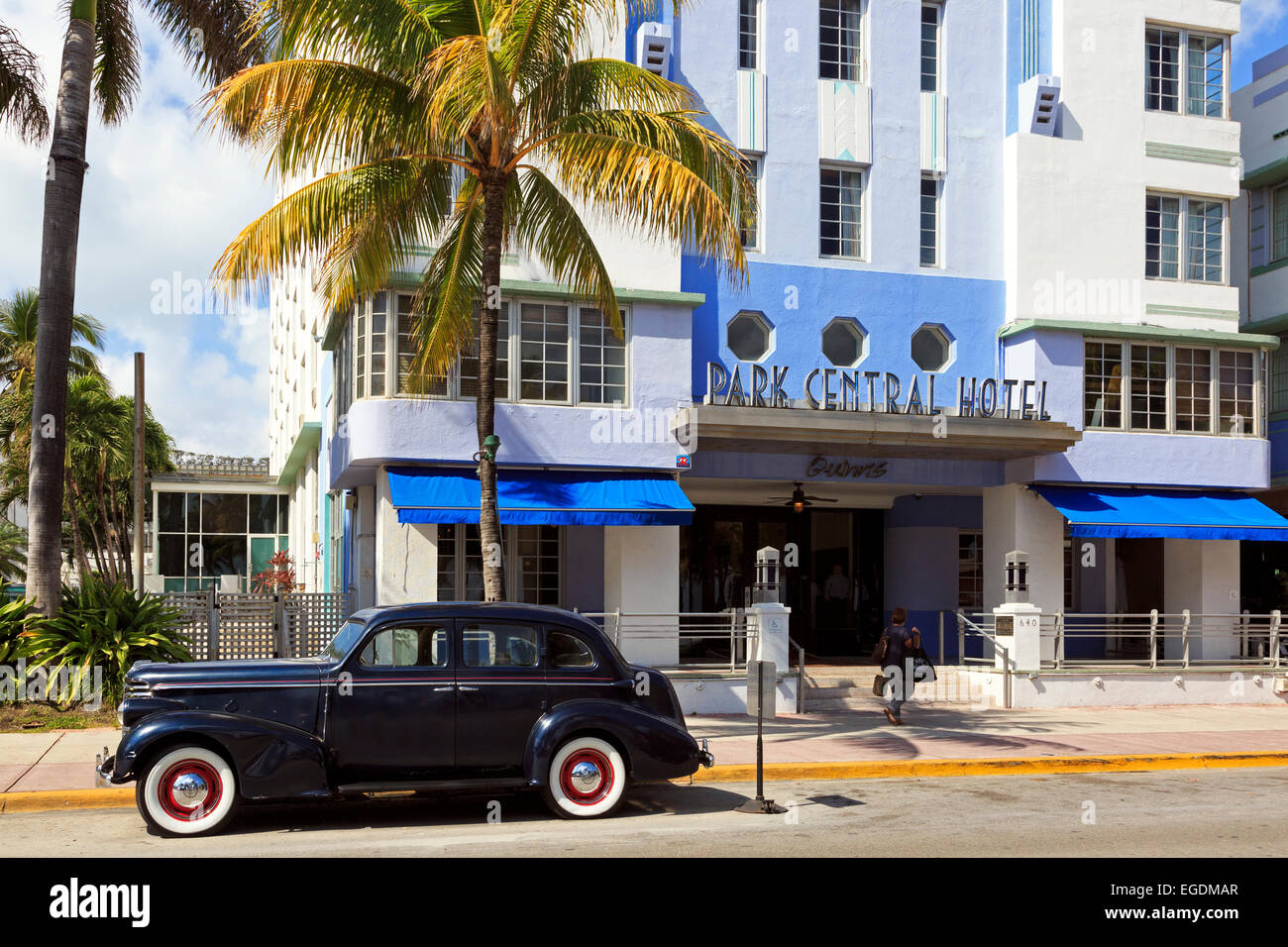 Art-Deco-Bauplanung am Ocean Drive, South Beach Miami, Florida, USA Stockfoto