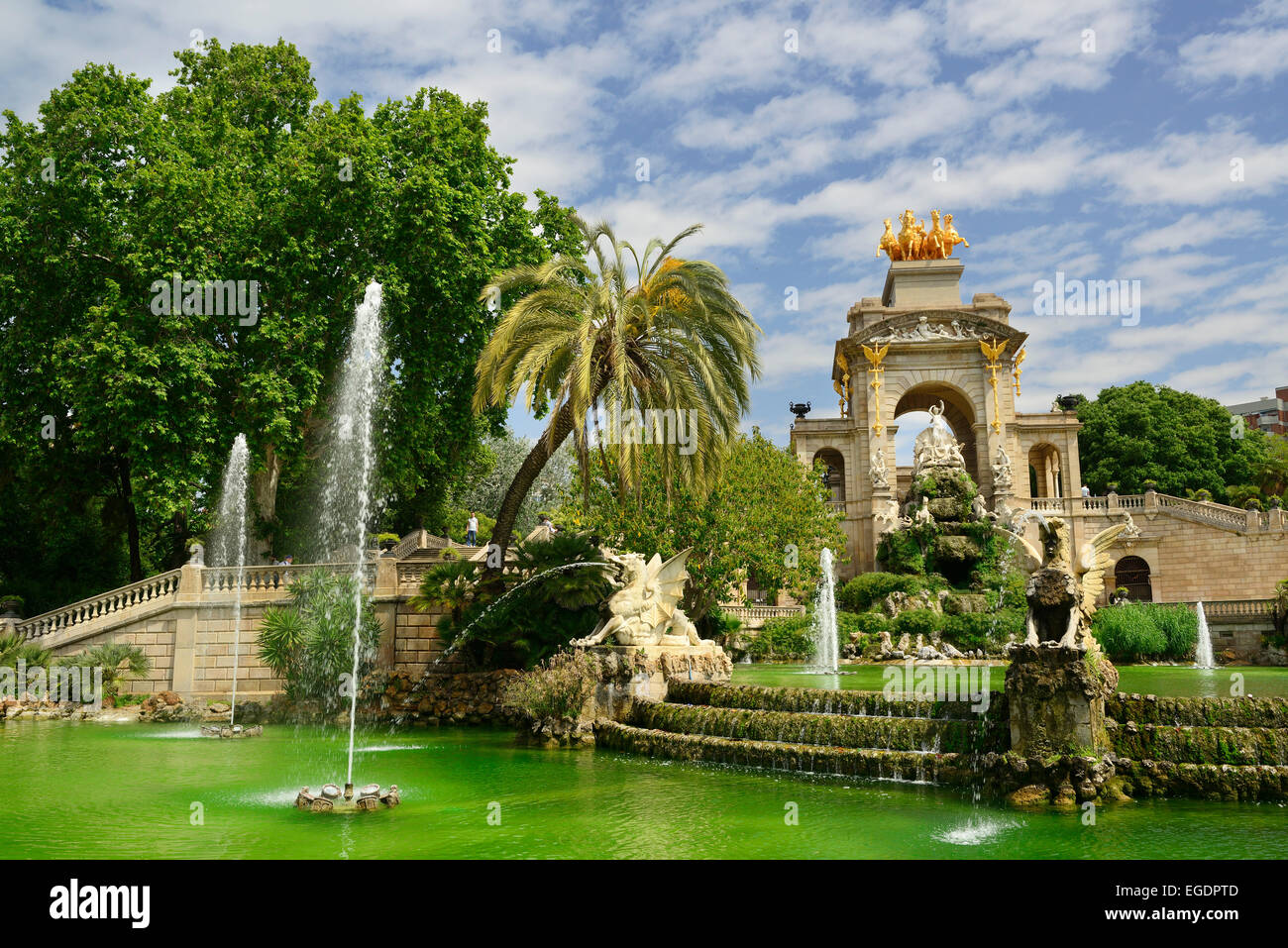 Brunnen im Parc De La Ciutadella, Stadtpark, La Ribera, Barcelona, Katalonien, Spanien Stockfoto