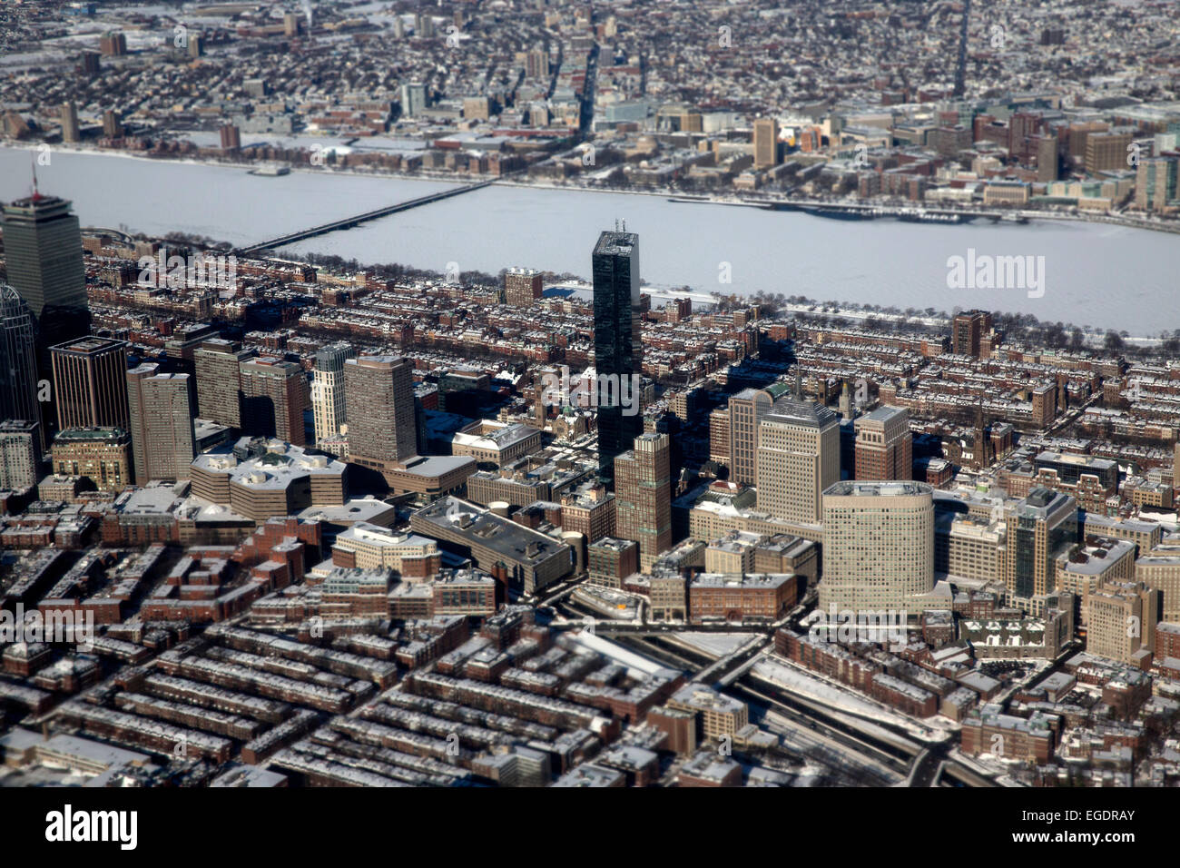 Boston Back Bay Charles River Antenne Stockfoto