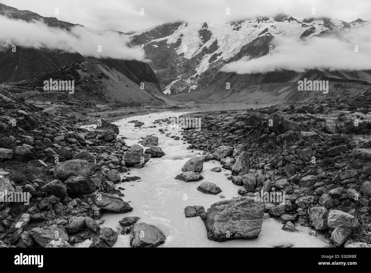 Wandern am Mount Cook Nationalpark in Neuseeland Stockfoto