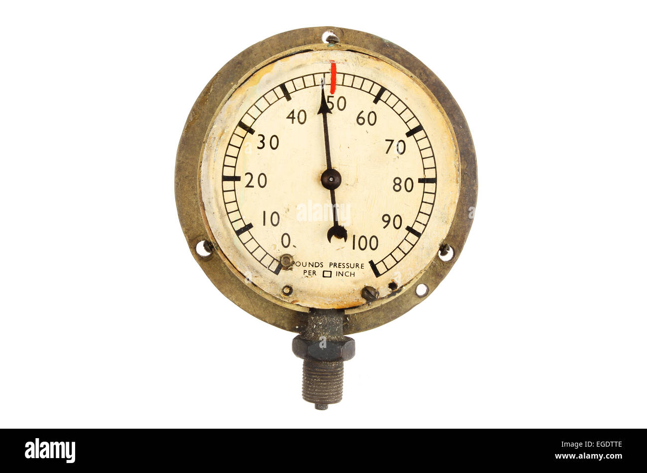Vintage Manometer isoliert gegen weiß Stockfoto