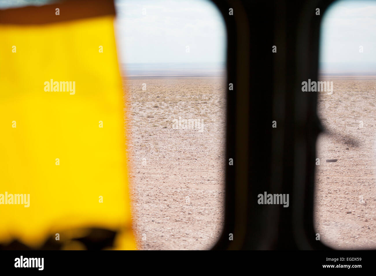 Blick aus dem Fenster der russischen Furgon, Mongolei Stockfoto