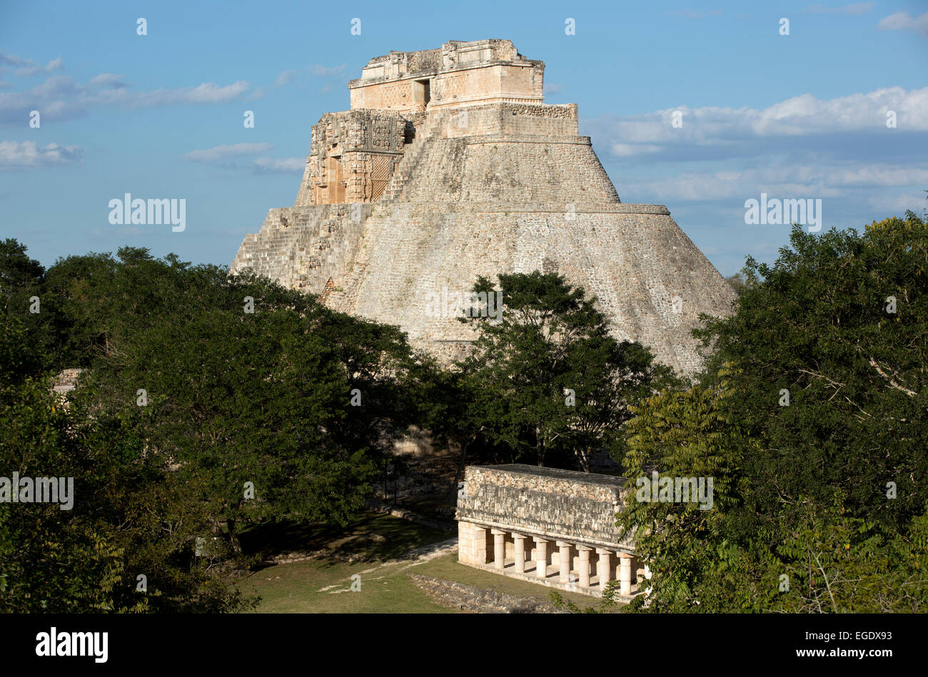 Pyramide des Zauberers Uxmal, Yucatan, Mexiko Stockfoto