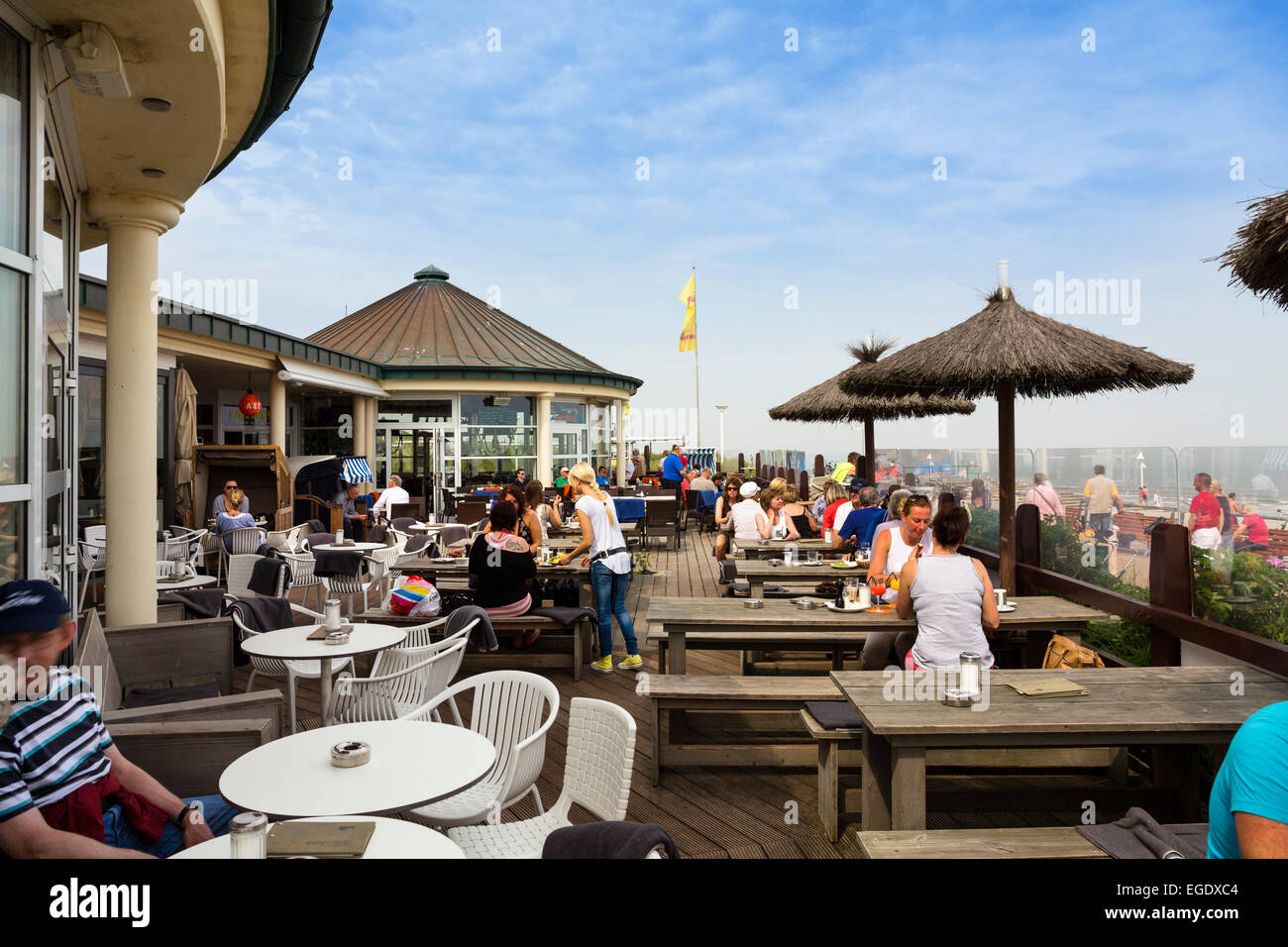 Cafe am Meer, Insel Norderney, Nationalpark, Nordsee, Ostfriesischen Inseln, Ostfriesland, Niedersachsen, Deutschland, Europa Stockfoto