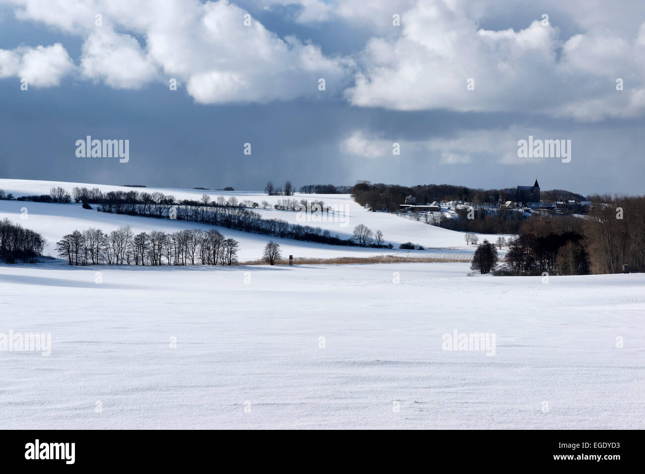 Winter-ENFORS in der Nähe von das Dorf der Spule, Halbinsel Jasmund, Rügen, Mecklenburg-Western Pomerania, Deutschland Stockfoto