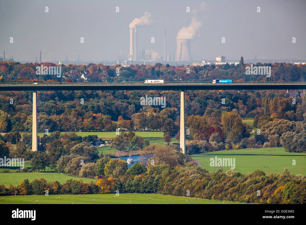 "Ruhrtalbrücke" Brücke über dem Ruhrtal, Autobahn Brücke, Autobahnbrücke, Fluss Ruhr, Stockfoto