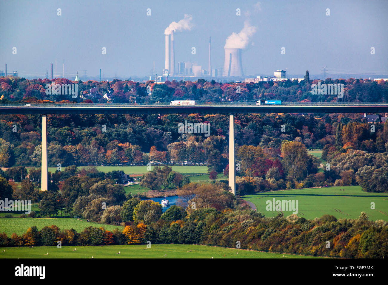 "Ruhrtalbrücke" Brücke über dem Ruhrtal, Autobahn Brücke, Autobahnbrücke, Fluss Ruhr, Stockfoto