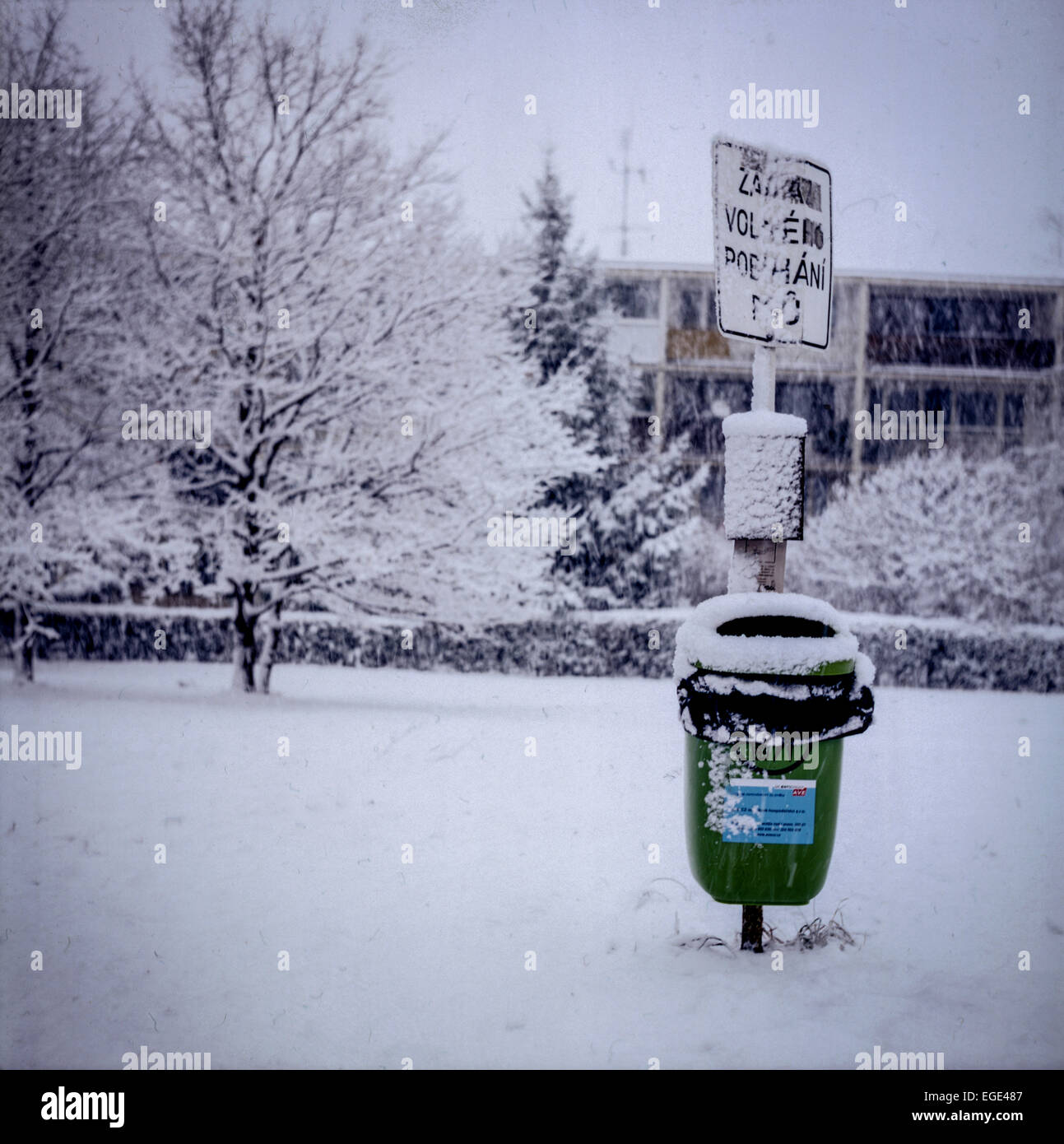 Schneeszene Snowy Urban Stockfoto
