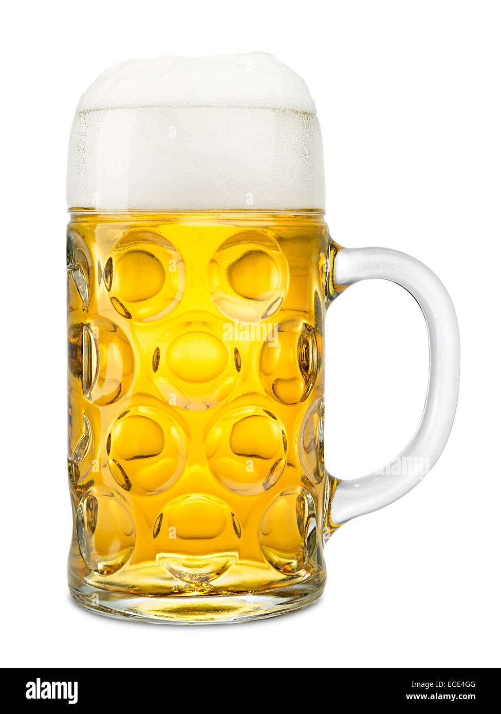 frisches deutsches Oktoberfest Bier isoliert auf weißem Hintergrund Stockfoto