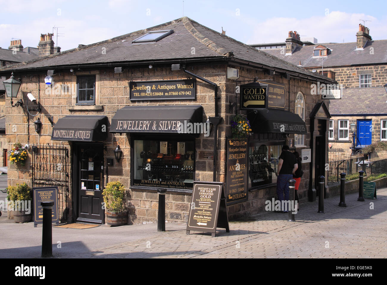 Montpelier Antiquitäten und Schmuck Shop / Montpelier Quartal / Harrogate / North Yorkshire / UK Stockfoto