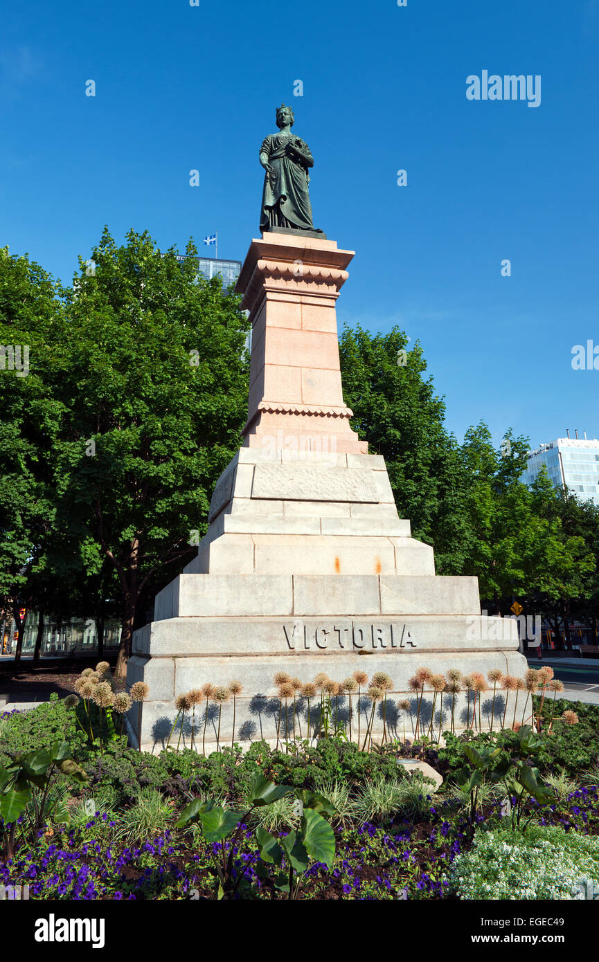 Königin Victoria Denkmal, Victoria Square, Montreal, Québec, Kanada. Stockfoto