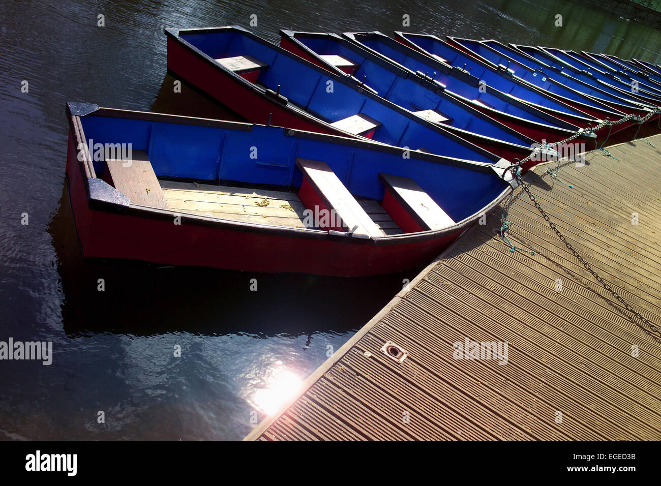 Ruderboote auf dem Fluß Wansbeck Morpeth Northumberland Stockfoto