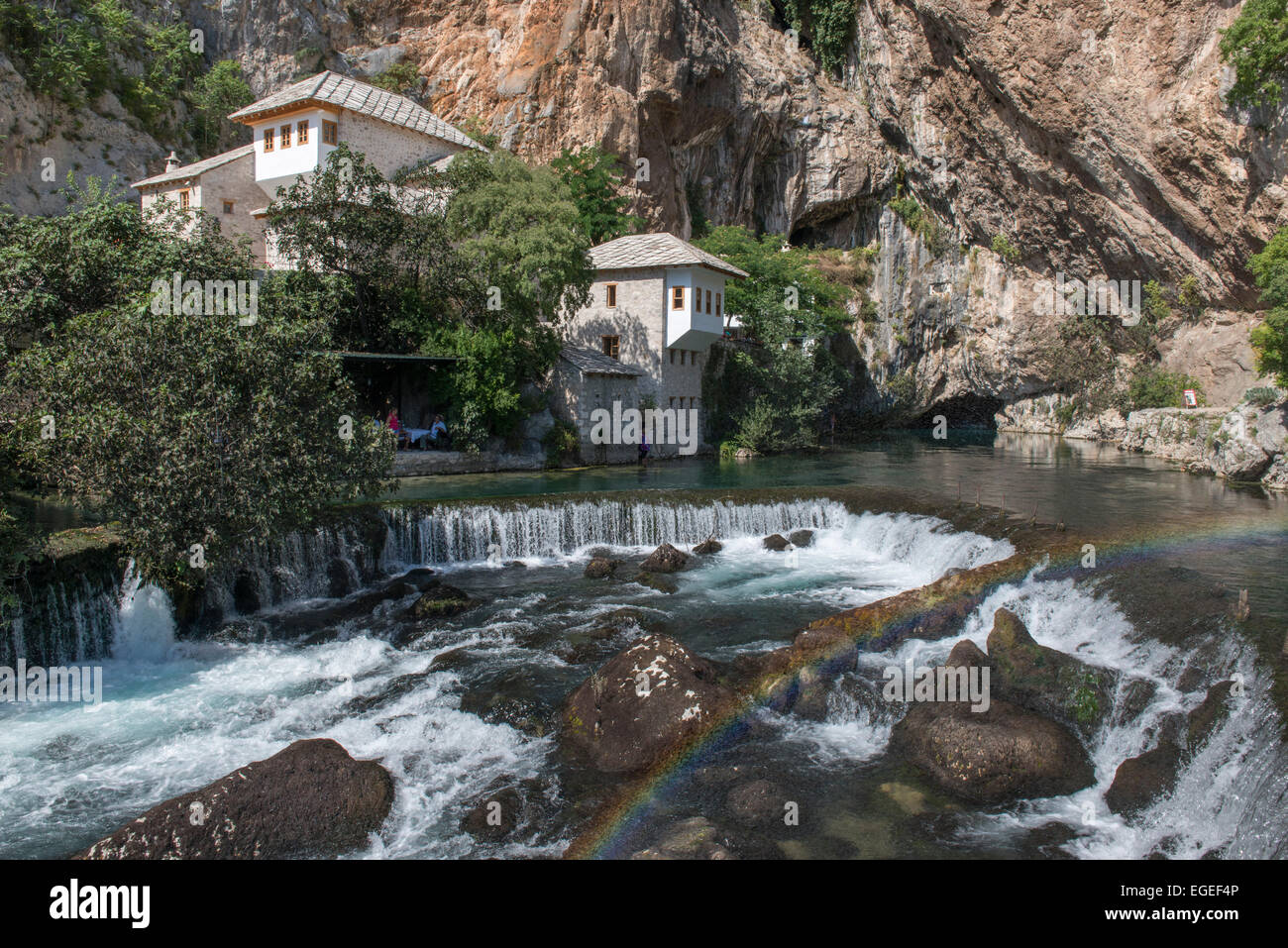 Blajag Tekke und Fluss Buna Stockfoto