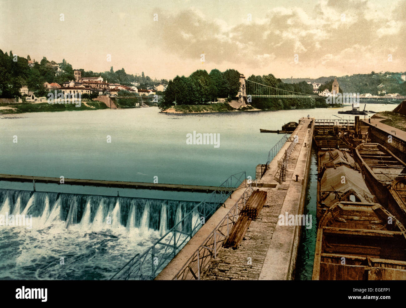 L ' Ile Barbe, Lyon, Frankreich, um 1900 Stockfoto
