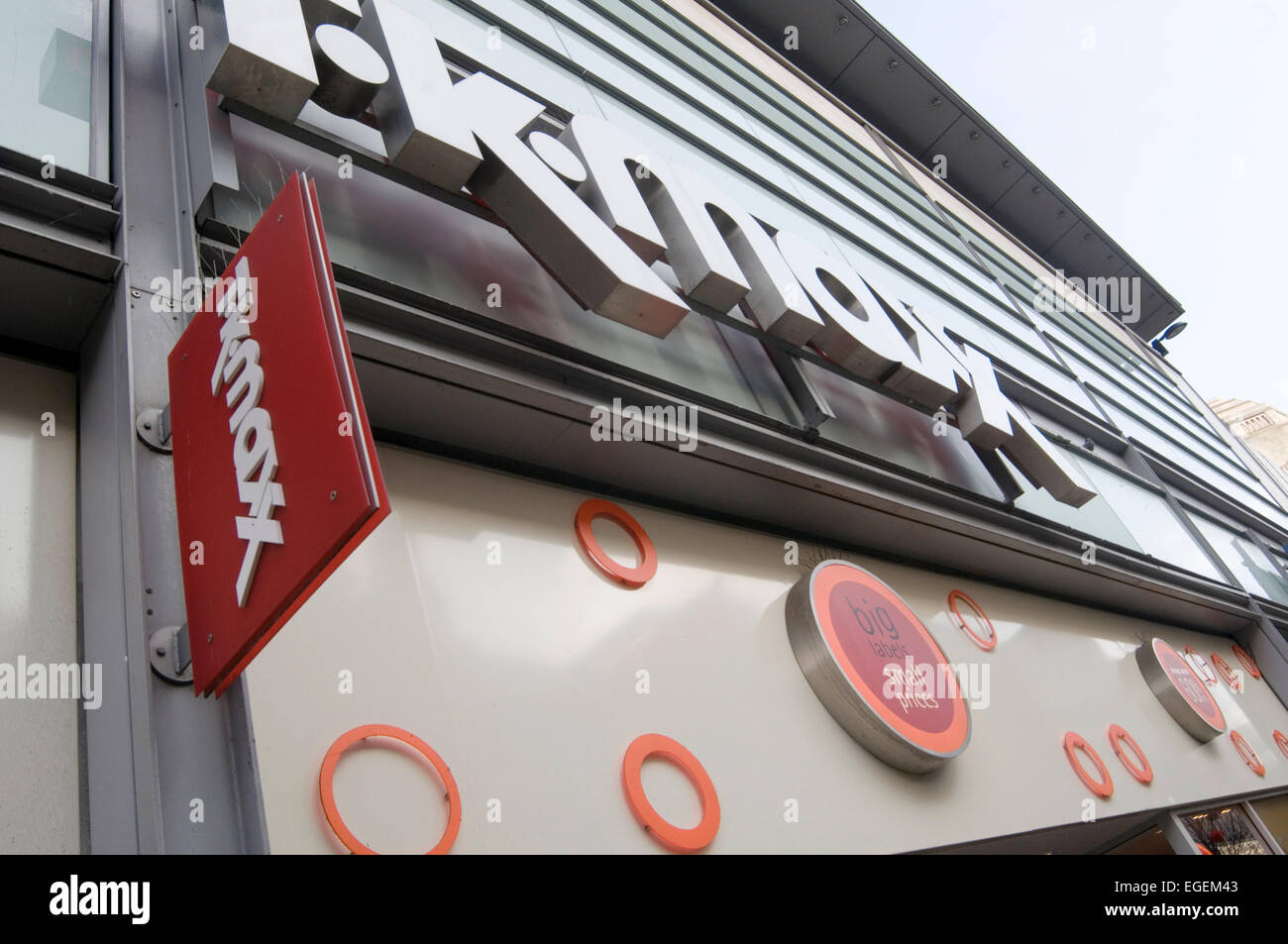 TK Maxx Maxt k Geschäfte shop uk Einzelhandel Händler Händler Manchester High Street Straßen Highstreet higstreets Stockfoto
